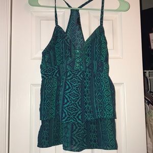 Navy and green peplum tank
